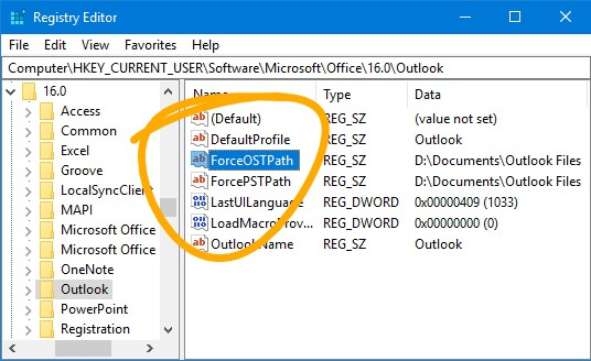 how to change ost file location outlook 2019
